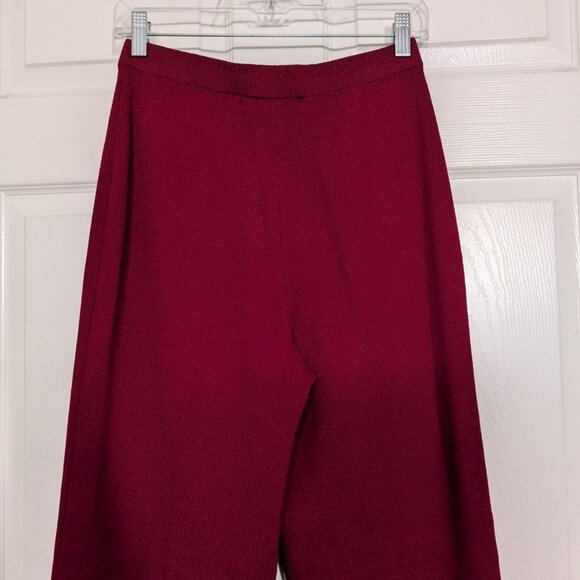 Vintage St John Santana Knit Pants Womens Size 6 Red Wide Leg Pull On USA Made - Picture 7 of 15